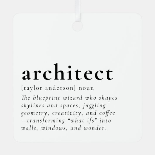 Grappig Architect Definition Gift Ornament (Voorkant)