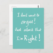 Grappig argument handgeschreven citaat briefkaart (Voorkant / Achterkant)