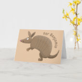 Grappig armadillo blije cartoon illustratie kaart (Gele Bloem)