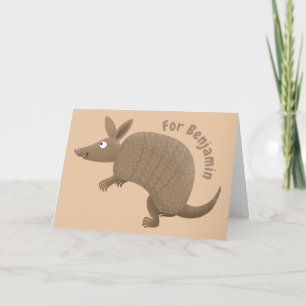 Grappig armadillo blije cartoon illustratie kaart