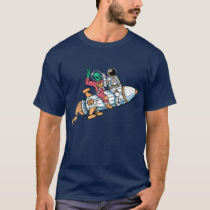 Grappig astronaut alien raket grafisch T-shirt rui