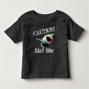 Grappig "Attentie! May Bite" met Scary Shark Kinder Shirts