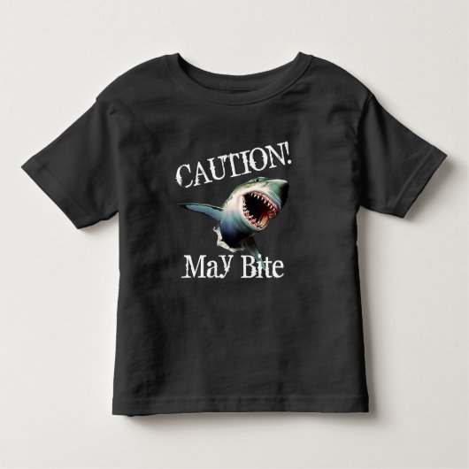 Grappig "Attentie! May Bite" met Scary Shark Kinder Shirts (Voorkant)