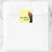 Grappig Attitude Chicken, praat je tegen me? Vierkante Sticker (Tas)
