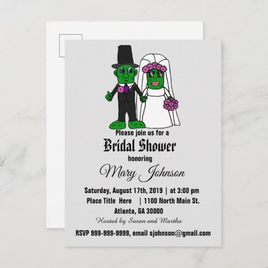 Grappig augurk bruid en bruidegom Vrijgezellenfees Uitnodiging Briefkaart (Voorkant / Achterkant)