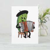 Grappig augurk spelen accordeon ontwerp bedankkaart (Staand voorkant)