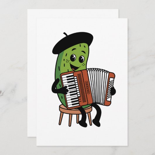 Grappig augurk spelen accordeon ontwerp bedankkaart (Voorkant / Achterkant)