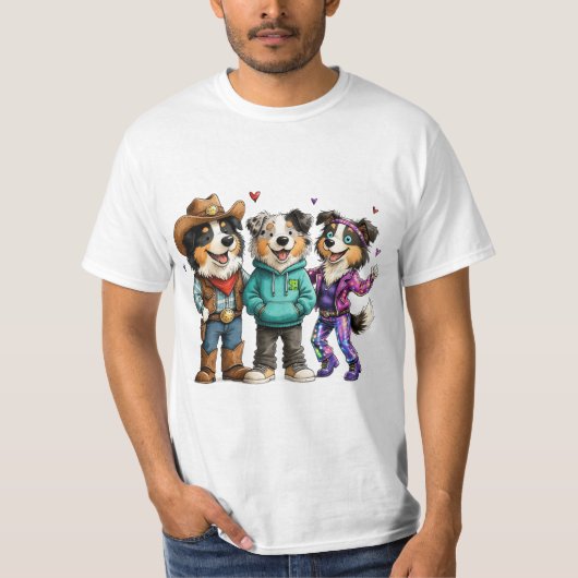 Grappig Aussie-hond-shirt Cute Trio T-shirt (Voorkant)