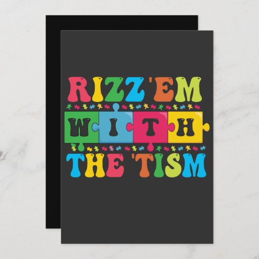 Grappig  Autisme Bewustzijn Rizz'em met The Tism Kaart (Voorkant / Achterkant)