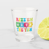 Grappig Autisme Bewustzijn Rizz'em met The Tism Shot Glas (Voorkant)