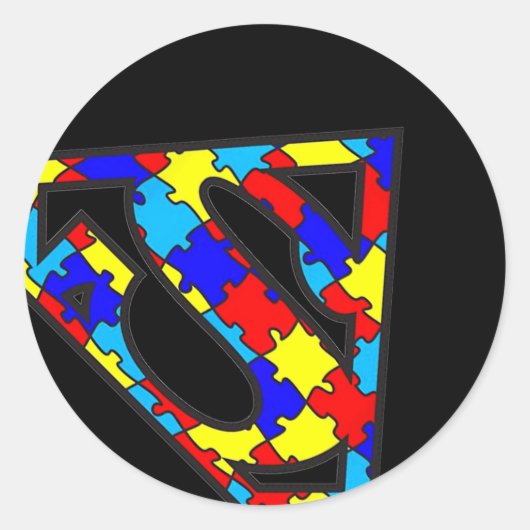 Grappig Autisme Bewustzijn Superheld T-shirt.png Ronde Sticker (Voorkant)