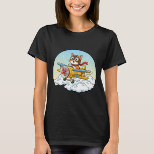 Grappig Aviator Kat Piloot T-Shirt