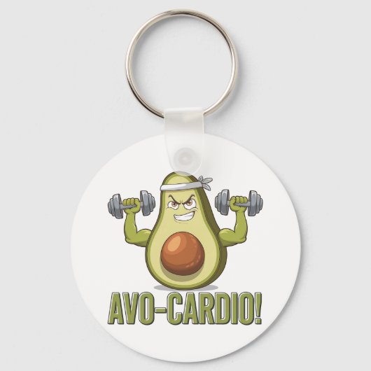 Grappig Avo-Cardio Avocado Fitness Design Sleutelhanger (Voorkant)