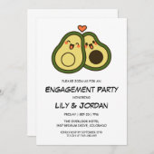 Grappig avocado paar cartoon verloving kaart (Voorkant / Achterkant)