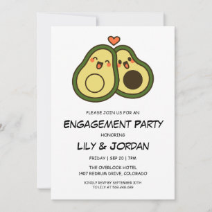 Grappig avocado paar cartoon verloving kaart