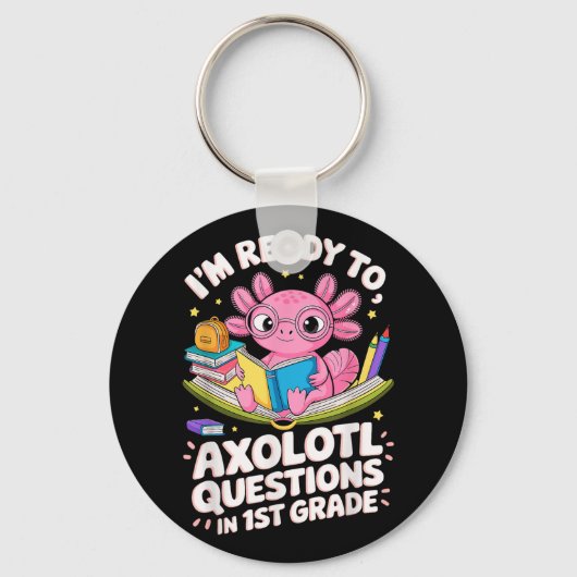 Grappig Axolotl klaar om eerste leerjaar in vraag Sleutelhanger (Voorkant)