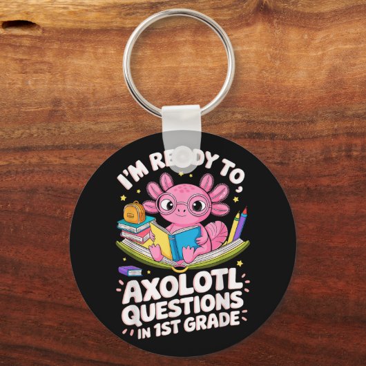Grappig Axolotl klaar om eerste leerjaar in vraag Sleutelhanger (Voorkant)