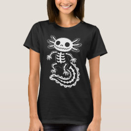 Grappig Axolotl Skelet Halloween Spooky Skull T-shirt