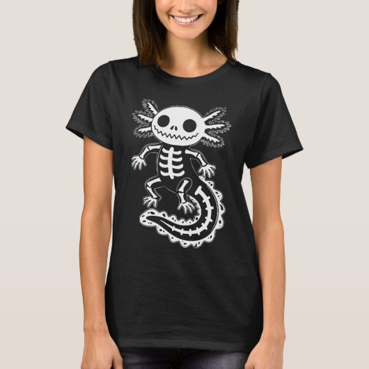 Grappig Axolotl Skelet Halloween Spooky Skull T-shirt (Voorkant)