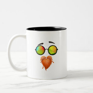 Grappig Baardig Gezicht Zonnebril Ontwerp Twee-Ton Tweekleurige Koffiemok