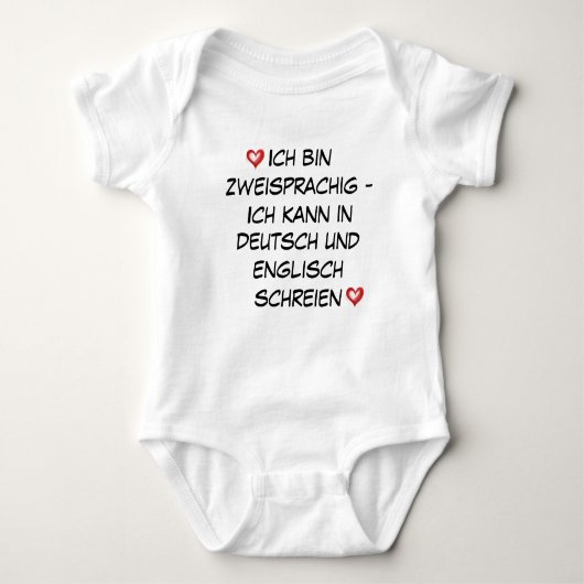 Grappig Baby cadeau, Zweisprachig bericht, Geperso Romper (Voorkant)