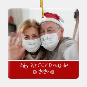 Grappig Baby, het is Covid, buiten Foto Snowflake  Keramisch Ornament