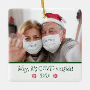 Grappig Baby, het is Covid, buiten Foto Snowflake Keramisch Ornament