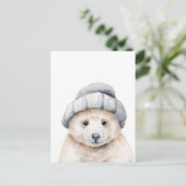 Grappig baby polar beer met een motorkap in waterc briefkaart (Staand voorkant)