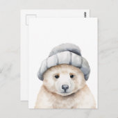 Grappig baby polar beer met een motorkap in waterc briefkaart (Voorkant / Achterkant)