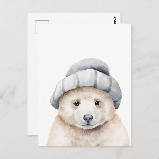 Grappig baby polar beer met een motorkap in waterc briefkaart (Voorkant / Achterkant)