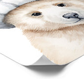 Grappig baby polar beer met een motorkap in waterc poster (Hoek)