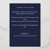 Grappig Baby shower Gefeliciteerd Navy Blue Gold Folie Uitnodiging (Achterkant)