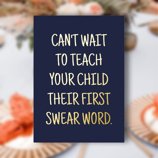 Grappig Baby shower Gefeliciteerd Navy Blue Gold Folie Uitnodiging