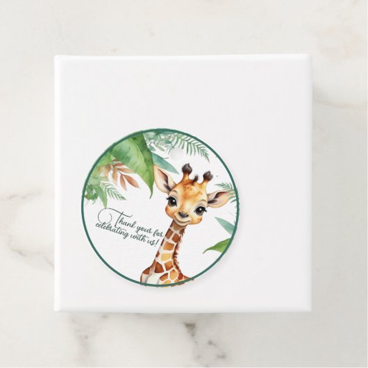 Grappig Baby shower Oerwoud met Giraffe Bedankjes Labels (In situ)