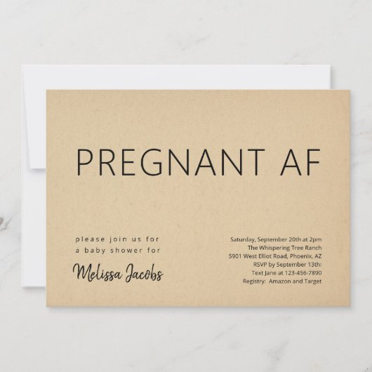 Grappig Baby shower Zwanger AF Kaart (Voorkant)