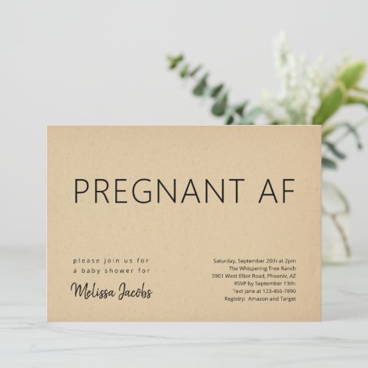 Grappig Baby shower Zwanger AF Kaart (Staand voorkant)