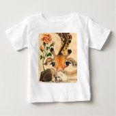 Grappig Baby T-Shirt Heer Giraffe met Roos (Voorkant)