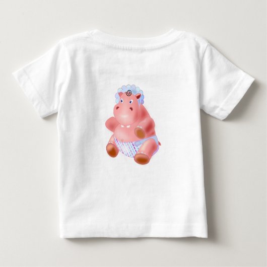 Grappig Baby T-shirt met Happy Baby Hippo (Achterkant)