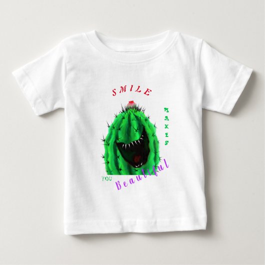 Grappig Baby T-shirt met Happy Cactus - Smile (Voorkant)