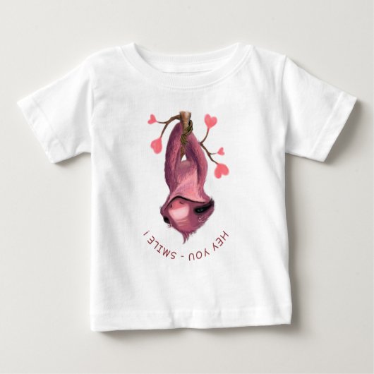 Grappig Baby T-shirt Speelse Sloth Smile Custom Te (Voorkant)