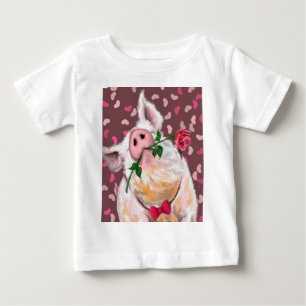Grappig Baby T-Shirt Varken met Roos