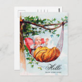 Grappig  Baby Waving Hi in Hangmat Art Briefkaart (Voorkant / Achterkant)