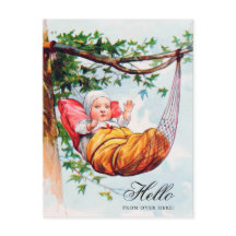 Grappig  Baby Waving Hi in Hangmat Art