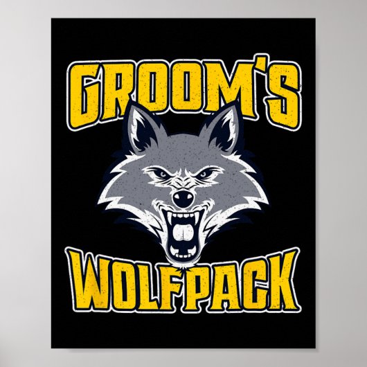 Grappig Bachelor Party Groom's Wolfpack bruiloft d Poster (Voorkant)