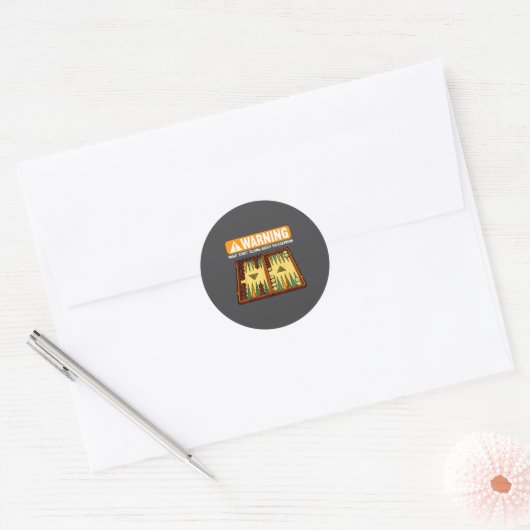 Grappig Backgammon  Ronde Sticker (Envelop)