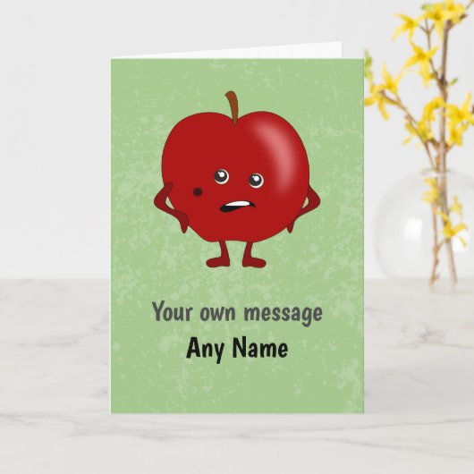 Grappig 'Bad Apple'-fruit op groene aangepaste loc Kaart (Gele Bloem)