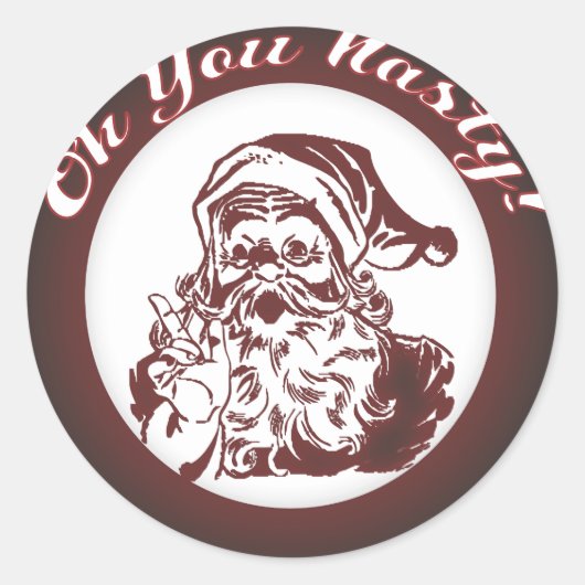 Grappig  Bad Santa Retro Christmas Ronde Sticker (Voorkant)