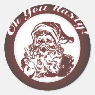 Grappig  Bad Santa Retro Christmas Ronde Sticker