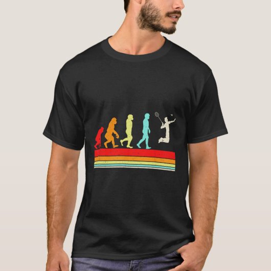 Grappig Badminton Evolution Retro ontwerp voor T-shirt (Voorkant)