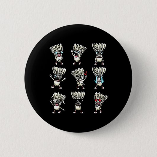 Grappig Badminton Shuttle Speler Ontwerp Mannen Vr Ronde Button 5,7 Cm (Voorkant)